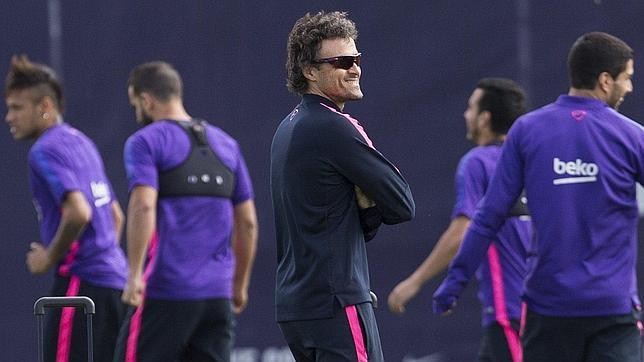 Luis Enrique, en el entrenamiento del Barcelona