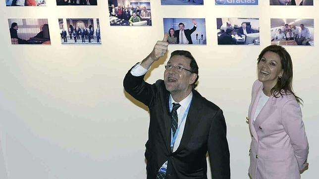 Rajoy y Cospedal, en un partido del Partido Popular en 2014