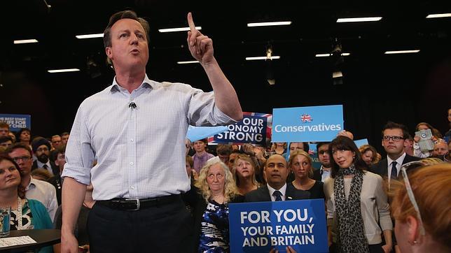 El primer ministro británico, David Cameron, en un acto de campaña