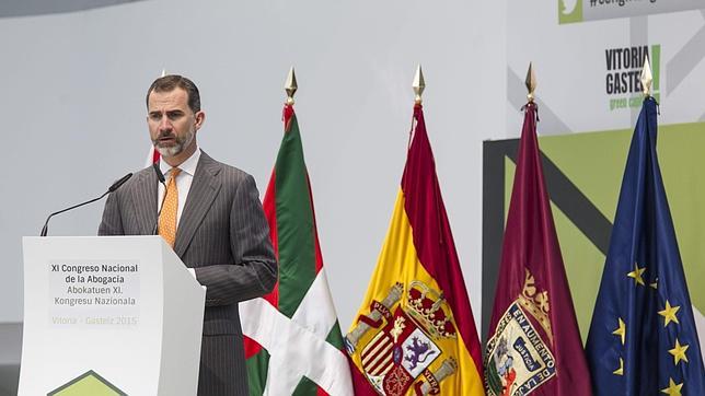 El Rey Don Felipe, este miércoles en la inauguración del XI Congres Nacional de la Abogacía, en Vitoria