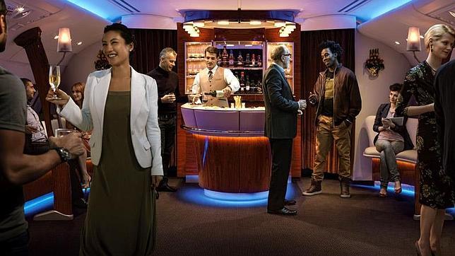 Todo un bar en la primera clase de Emirates