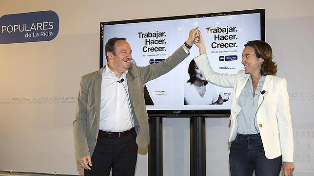 Los candidatos del PP a la Presidencia de la Comunidad, Pedro Sanz, y a la Alcaldía de Logroño, Concepción Gamarra