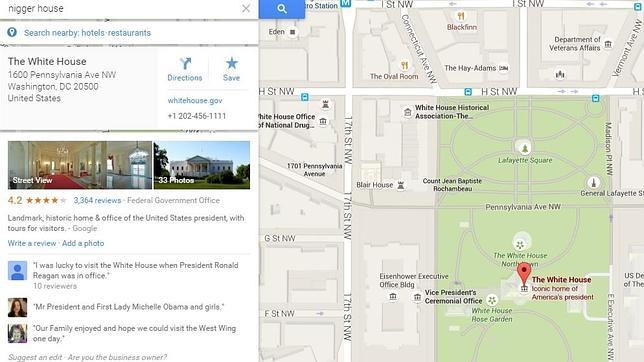 La ubicación «casa del negro» te dirige directamente a la Casa Blanca