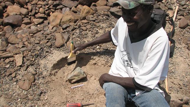 Una de las herramientas halladas en el yacimiento de Lomekwi 3, en Kenia
