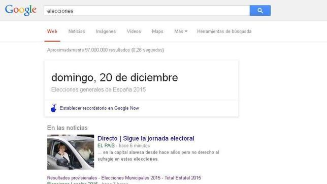 Google prevé las elecciones generales para el 20 de diciembre