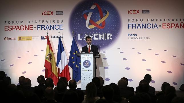 Don Felipe, durante su discurso en el Foro Empresarial España-Francia