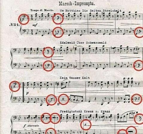 Partitura en la que se cree que se encuentra el paradero del oro