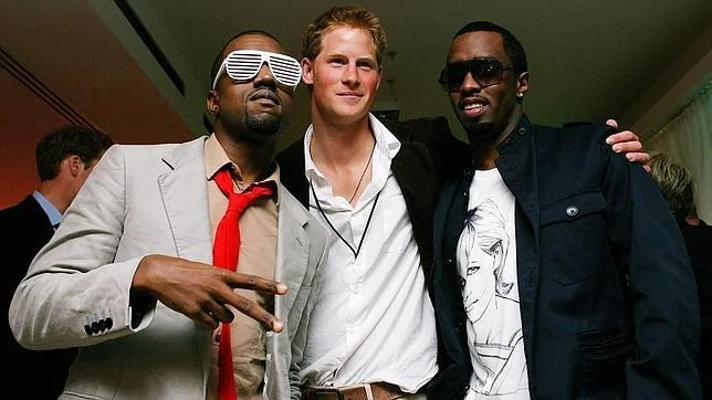 Puff Daddy con Kanye West y el Príncipe Enrique de Inglaterra en 2007