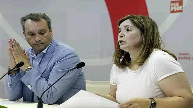 Pilar Cancela y Pablo García (PSdeG), este miércoles durante una rueda de prensa