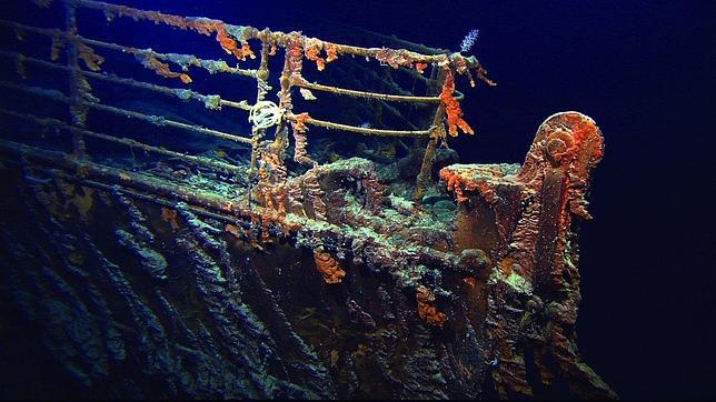 Imagen actual de la proa del Titanic en el fondo del mar.