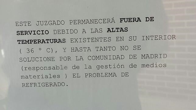 Los funcionarios de los Juzgados de Valdemoro se plantan por el calor