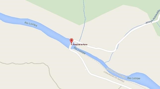 Ubicación de la Presa de la Parra, ubicada junto al Río Lozoya