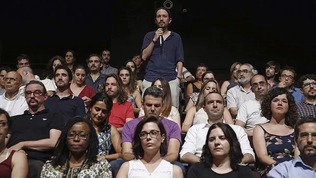 El líder de Podemos durante la presentación de su candidatura «Equipo Pablo Iglesias»