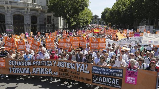 Manifestación el pasado mes de mayo en Madrid de afectados de Fórum y Afinsa
