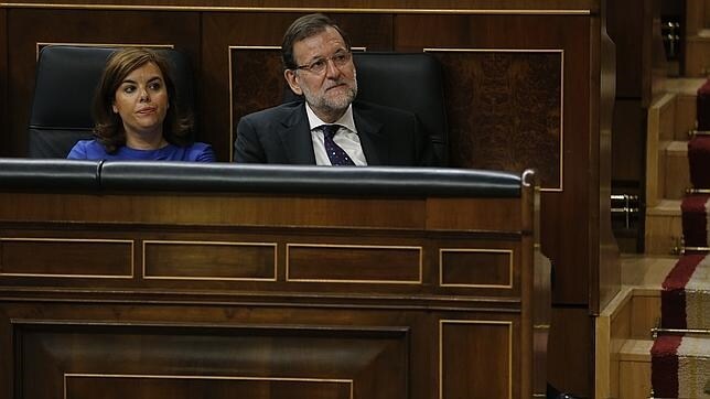 Soraya Sáenz de Santamaría y Mariano Rajoy, en el Congreso de los Diputados