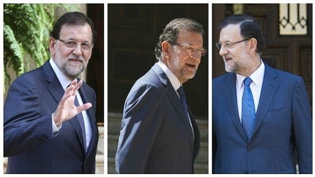 Mariano Rajoy en Marivent este año (i), en 2014 y en 2013