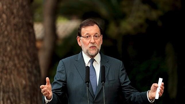 Mariano Rajoy compareciendo en el Palacio de Marivent