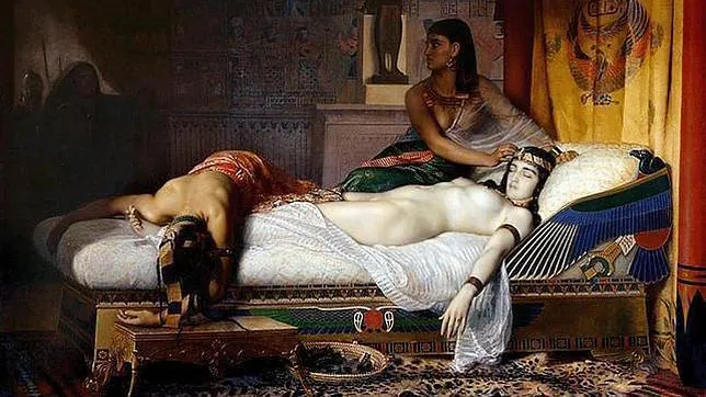 Pintura que representa el suicidio de Cleopatra
