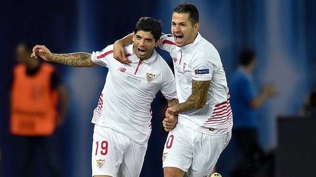 Banega celebra el gol anotado en la Supercopa de Europa