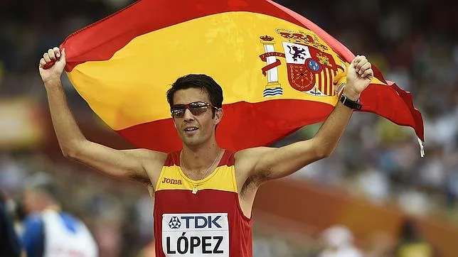 Miguel Ángel López, tras proclamarse campeón del mundo de 20 km marcha