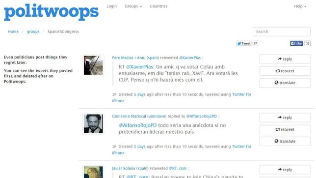 Twitter elimina las cuentas de Politwoops y Diplotwoops