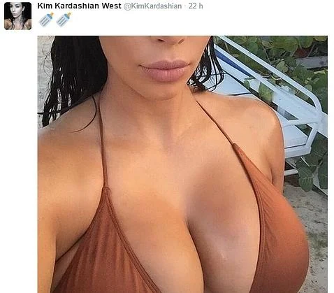Kim Kardashian publica una imagen de su pecho durante su segundo embarazo