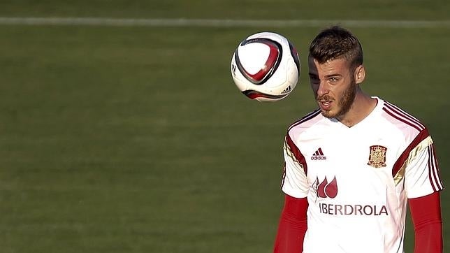 David De Gea, en un entreno con la selección