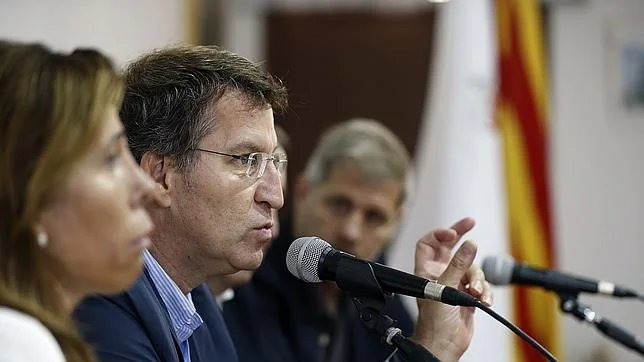 El presidente de la Xunta de Galicia, Alberto Núñez Feijóo, durante su intervención en la agrupación gallega Saudade