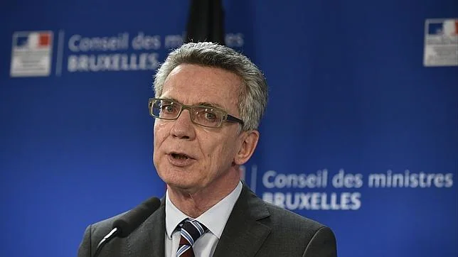 El ministro de Interior, Thomas de Maizière, ayer en una conferencia en Bruselas