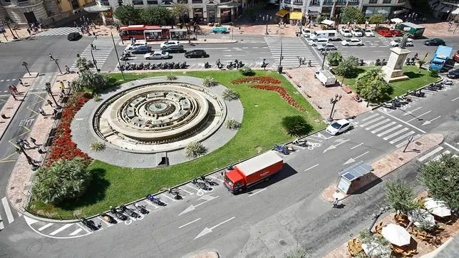 Vista aérea de la plaza del Ayuntamiento de Valencia