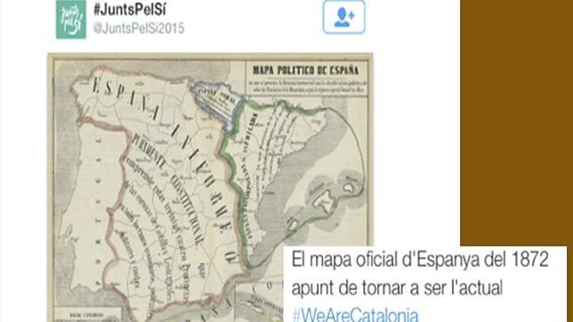 Denuncian la difusión de un mapa «imperialista» del independentismo catalán