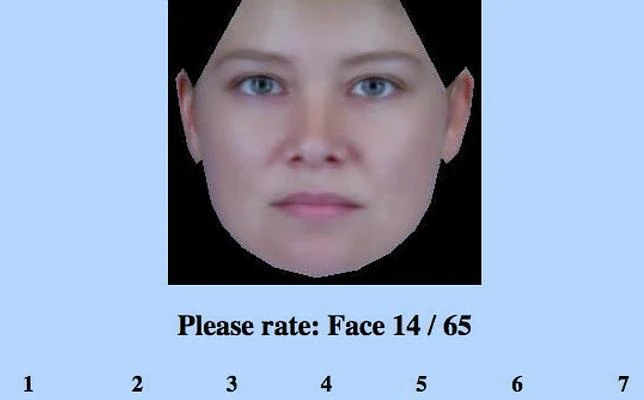 Uno de los 200 rostros que los voluntarios valoraron en el estudio, en una escala del 1 al 7 en función de su atractivo