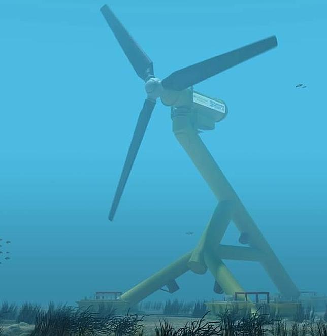 Turbina sumergidas en el suelo marino en la costa oesta de Escocia que aprovecha la energía de las mareas para producir electricidad