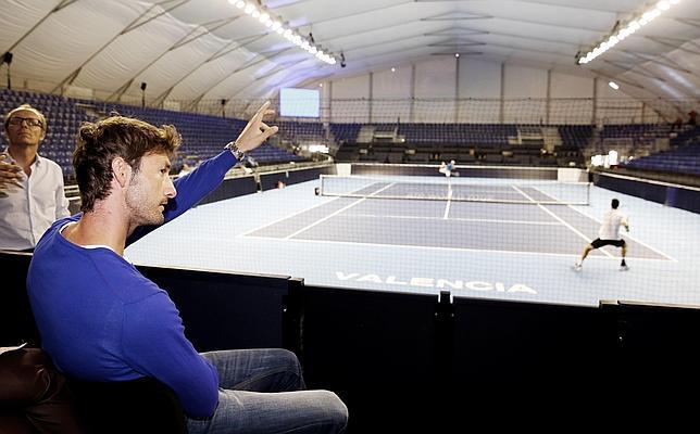 Juan Carlos Ferrero presenta la pista central del Valencia Open