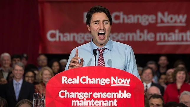 Trudeau durante un discurso en Ottawa tras su victoria