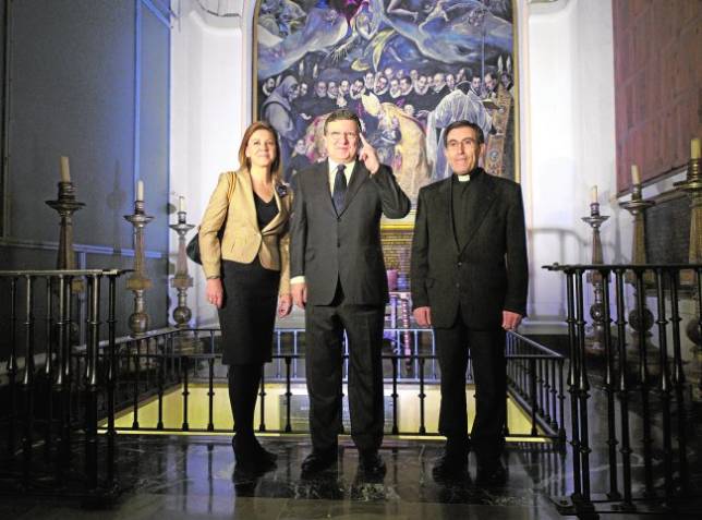 Cospedal acompañó en abril a  Durao Barroso durante su visita a Toledo; en la imagen, en Santo Tomé