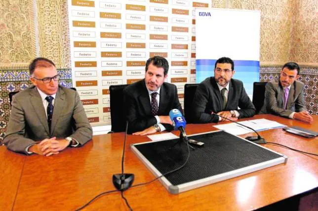 Javier Raso, Manuel Madruga, Francisco Cárceles y David Pérez, ayer en la sede de la Federación Empresarial