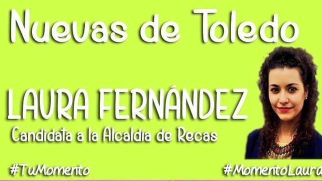Cartel electoral de la alcaldesa de Recas, Laura Fernández