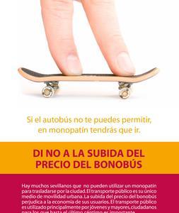 «Si el bonobús no te puedes permitir, en monopatín tendrás que ir»