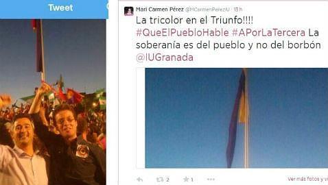 Cargos públicos de IU jalean el ultraje a la bandera nacional