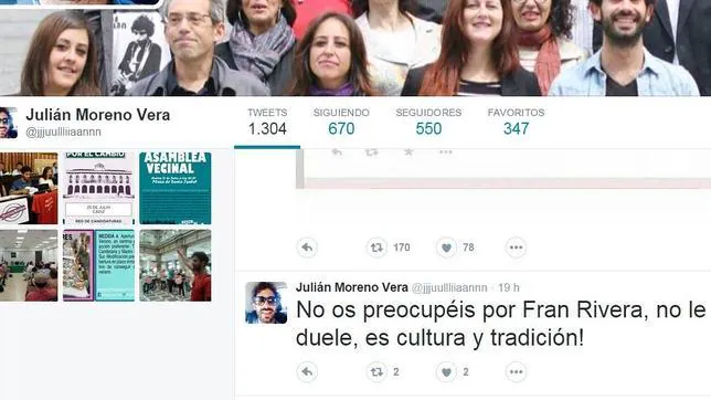 Tuit del concejal de Participa Sevilla, Julián Moreno Vera