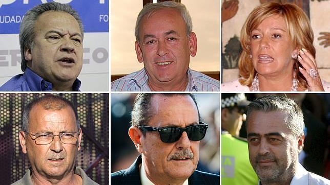 De izquiera a derecha, arriba: Pedro Pacheco, Juan Millán y Marisol Yagüe. Abajo: Juan Sánchez, Julián Muñoz y Antonio Barrientos