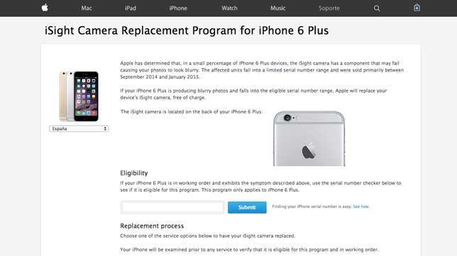 Apple cambiará las cámaras del iPhone 6 Plus que presenten problemas