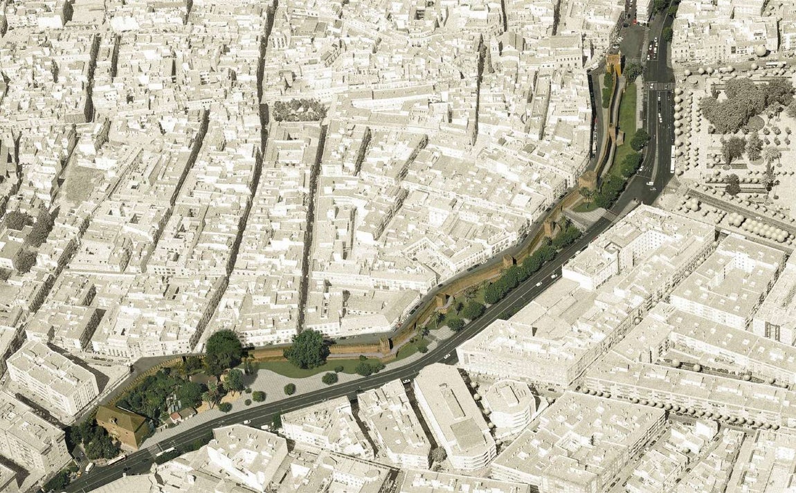 En imágenes, el proyecto de restauración de la muralla de la Macarena y su situación actual