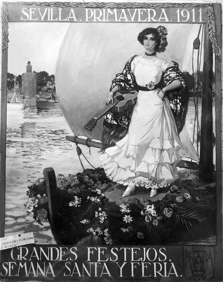 Cartel de las Fiestas de Primavera de Sevilla de 1911 del artista Miguel Ángel Sánchez del Pino