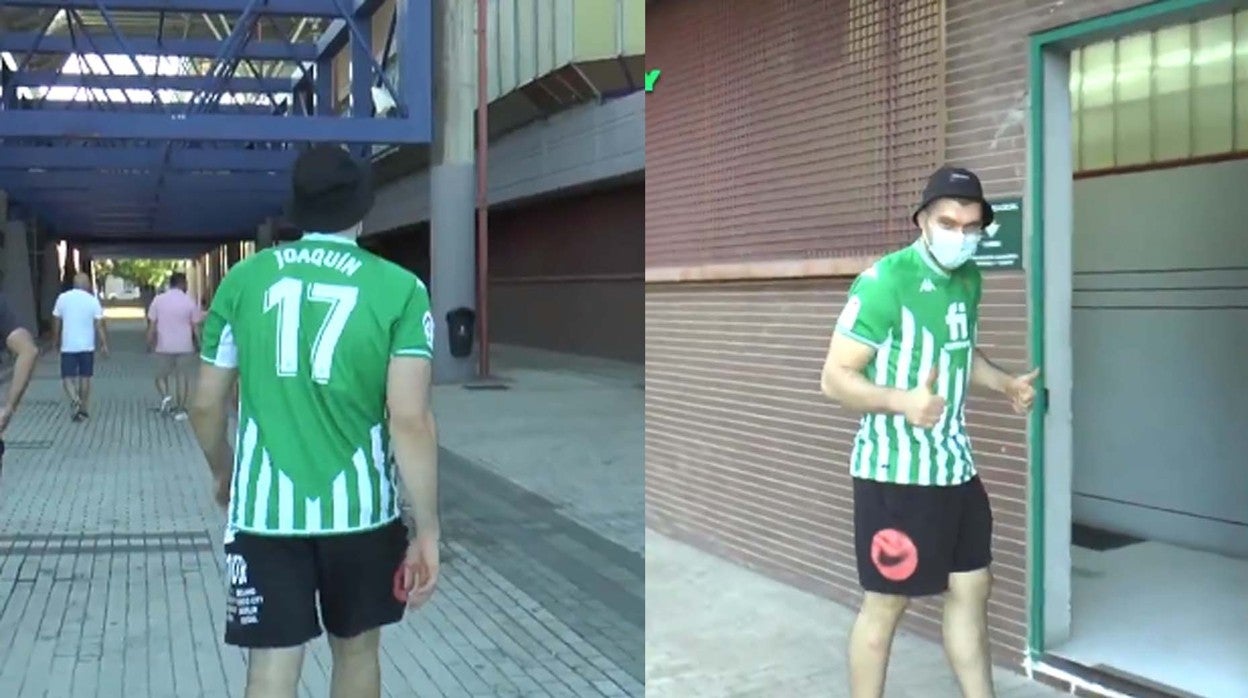 Burjanadze, jugador del Coosur Betis, llega al pabellón con la camiseta de Joaquín