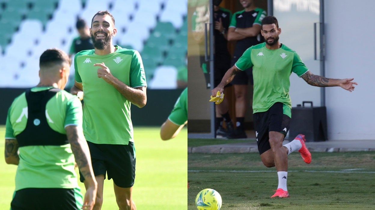 Borja Iglesias y Willian José, en sendos entrenamientos del Real Betis