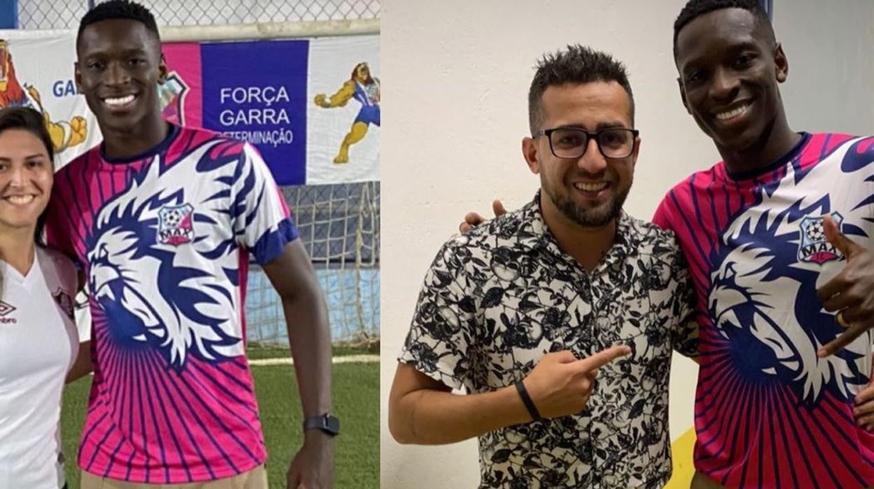 Luiz Henrique, con dos seguidores, en la despedida de la escuela en la que se formó como futbolista en Petrópolis