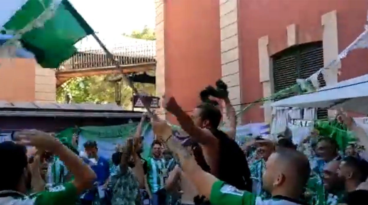 Los béticos disfrutan en las calles de Mallorca antes del partido en Son Moix