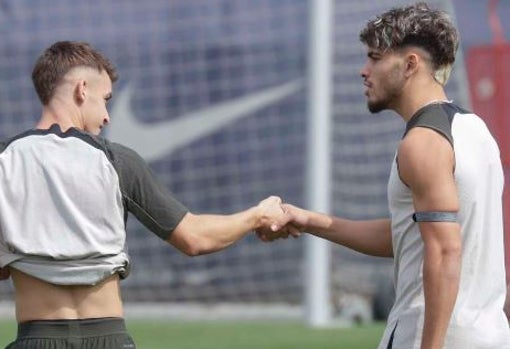 Abde, durante un entrenamiento con el Barça